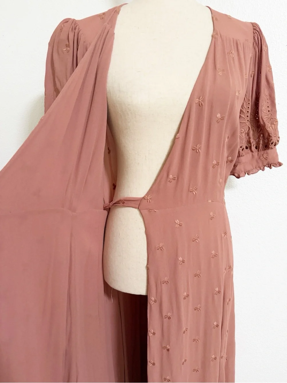Reformation Annalise Embroidered Floral Wrap Midi Dress - Picture 10 of 15